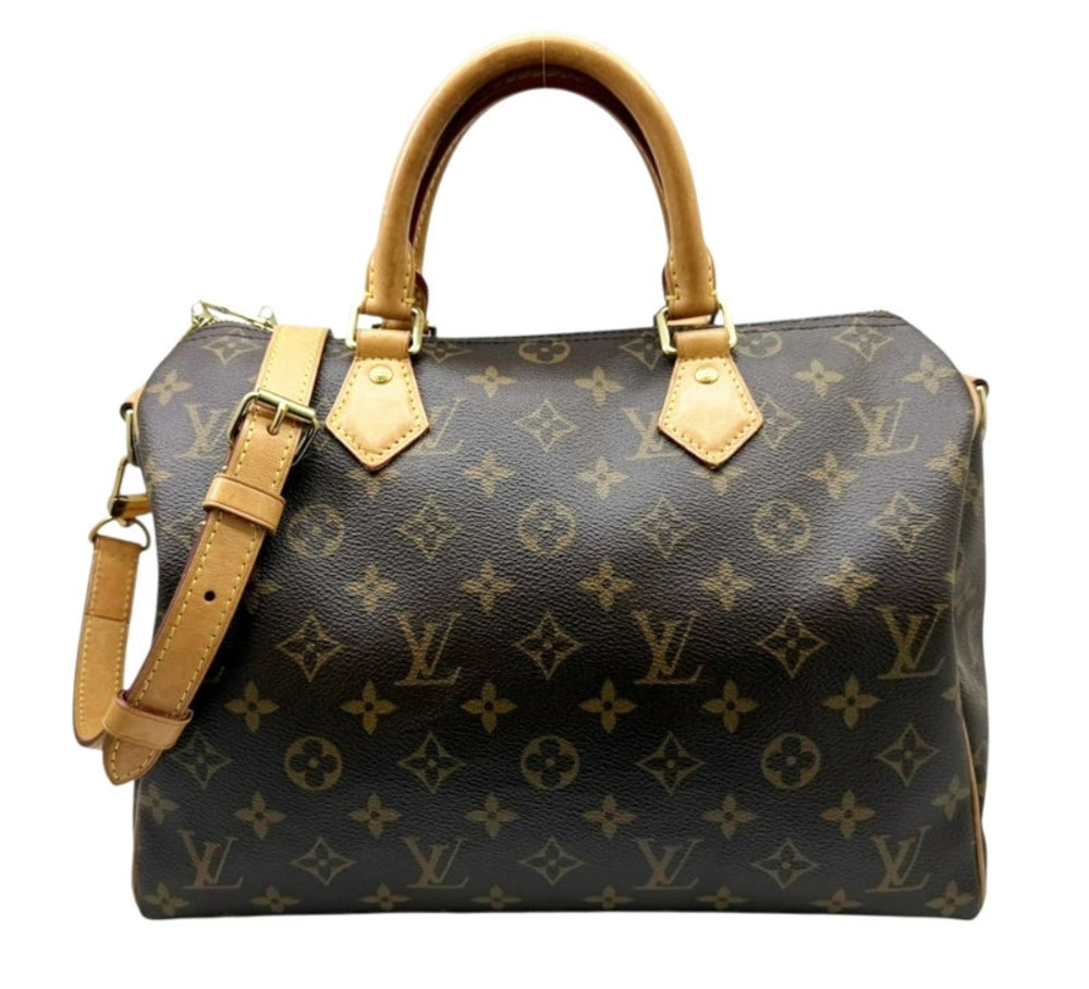 Louis Vuitton Monogram Speedy Bandouliere 2Way Shoulder Bag Canvas Black Brown